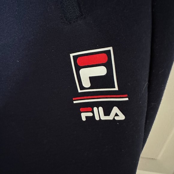 FILA Joggers Elastic Waist w/Ties Pull-On MED Navy Side Zip Pockets Rear Pocket - Picture 3 of 6
